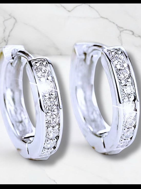 None Jewelry - Just in! 925 Silver Hoop Diamond Earrings